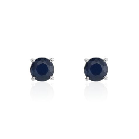 Boucles D'oreilles Puces Or Blanc Zubin Saphir - Puces Femme | Marc Orian