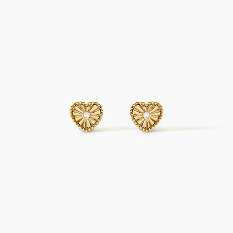Boucles D'Oreilles Puces Candy Argent Dor&eacute; A L'Or 750/1000 Oxyde De Zirconium - Puces Femme | Marc Orian