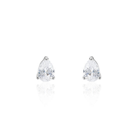 Boucles D'oreilles Puces Clarysse Argent Blanc Oxyde De Zirconium - Puces Femme | Marc Orian