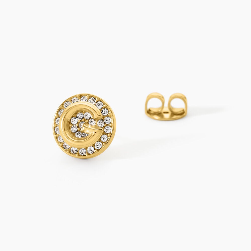 Boucles D'Oreilles Puces Guess G Crystal Acier Jaune Oxyde De Zirconium - Puces Femme | Marc Orian