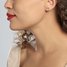 Boucles D'oreilles Puces Katie Argent Blanc - Clous d'oreilles Femme | Marc Orian