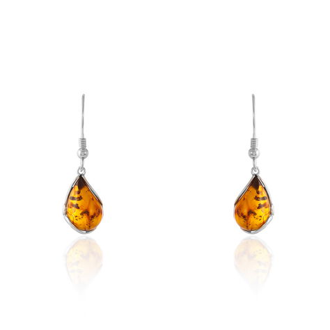 Boucles D'oreilles Pendantes Argent Blanc Lucina Ambre - Pendantes Femme | Marc Orian