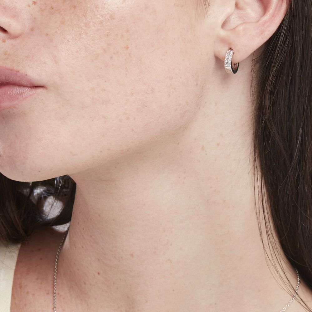 Créoles Argent Blanc Denice Oxydes De Zirconium - Créoles Femme | Marc Orian