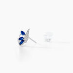 Boucles D'oreilles Puces Petale Or Blanc Saphir Et Diamant - Boucles d'oreilles mariage Femme | Marc Orian