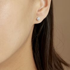 Boucles D'oreilles Puces 4 Griffes Or Blanc Diamant Synthetique - Clous d'oreilles Femme | Marc Orian