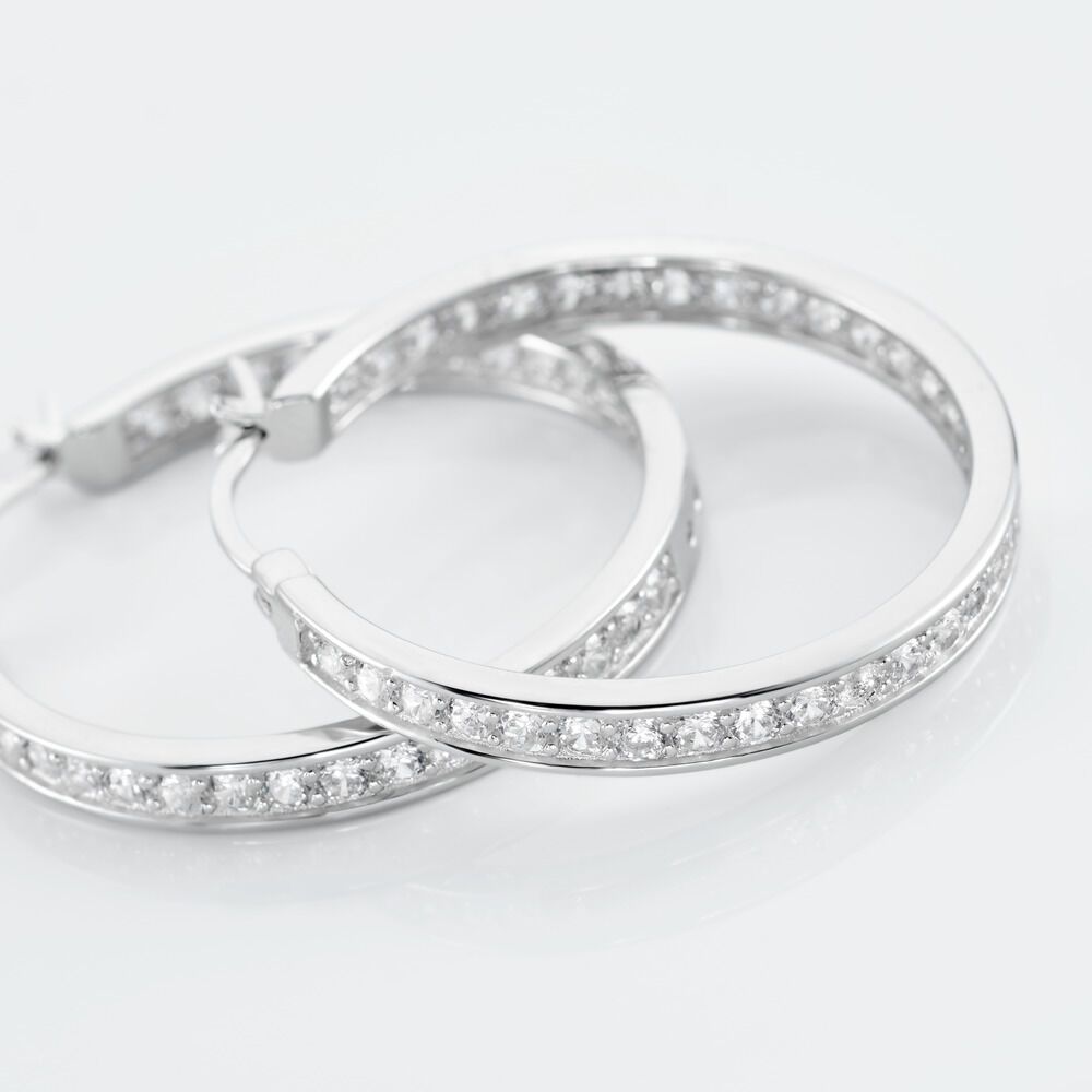 Créoles Django Argent Blanc Oxyde De Zirconium - Créoles Femme | Marc Orian