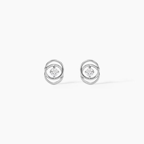 Boucles D'oreilles Puces Nid D'amour Or Blanc Diamant - Puces Femme | Marc Orian