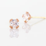 Boucles D'oreilles Puces Doreen Carre Or Rose Oxyde De Zirconium - Puces Femme | Marc Orian