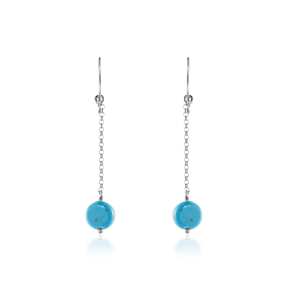 Boucles D'oreilles Pendantes Graziana Argent Blanc Turquoise - Pendantes Femme | Marc Orian