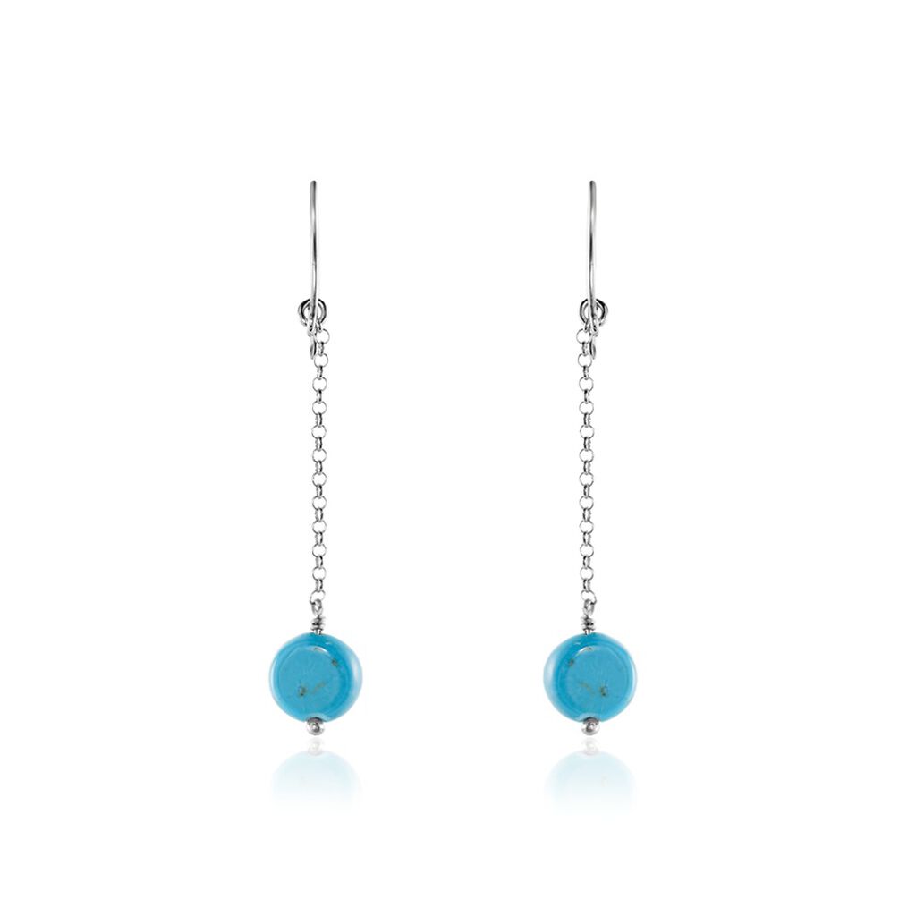 Boucles D'oreilles Pendantes Graziana Argent Blanc Turquoise - Pendantes Femme | Marc Orian