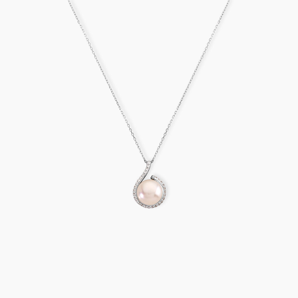 Collier Lucinda Or Blanc Perle De Culture Et Oxyde De Zirconium - Colliers avec pierres Femme | Marc Orian