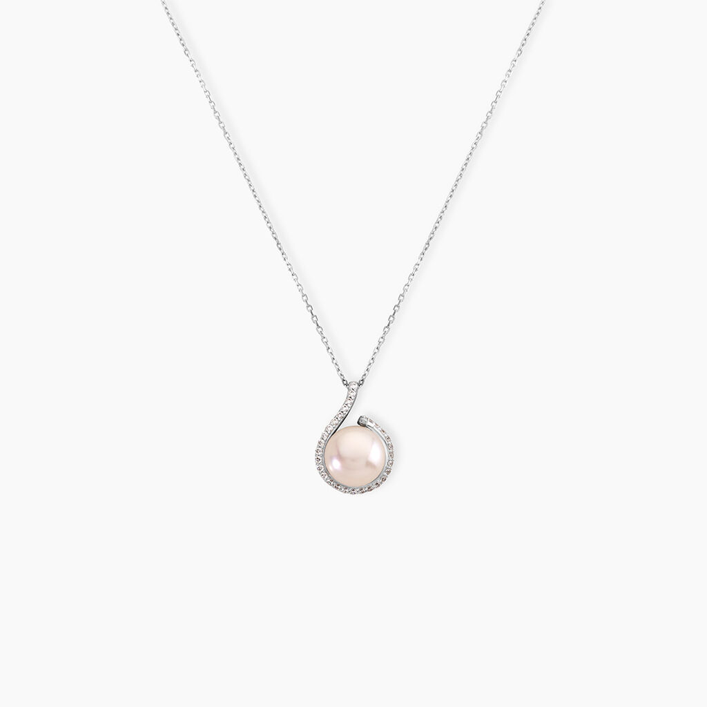 Collier Lucinda Or Blanc Perle De Culture Et Oxyde De Zirconium - Colliers avec pierres Femme | Marc Orian