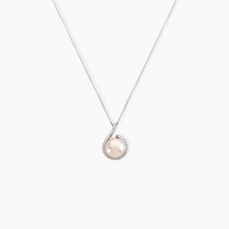 Collier Lucinda Or Blanc Perle De Culture Et Oxyde De Zirconium - Colliers avec pierres Femme | Marc Orian