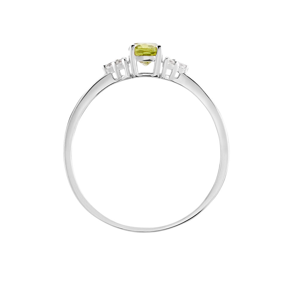 Bague Diapre Or Blanc P&eacute;ridot Oxyde De Zirconium - Bagues avec pierre Femme | Marc Orian
