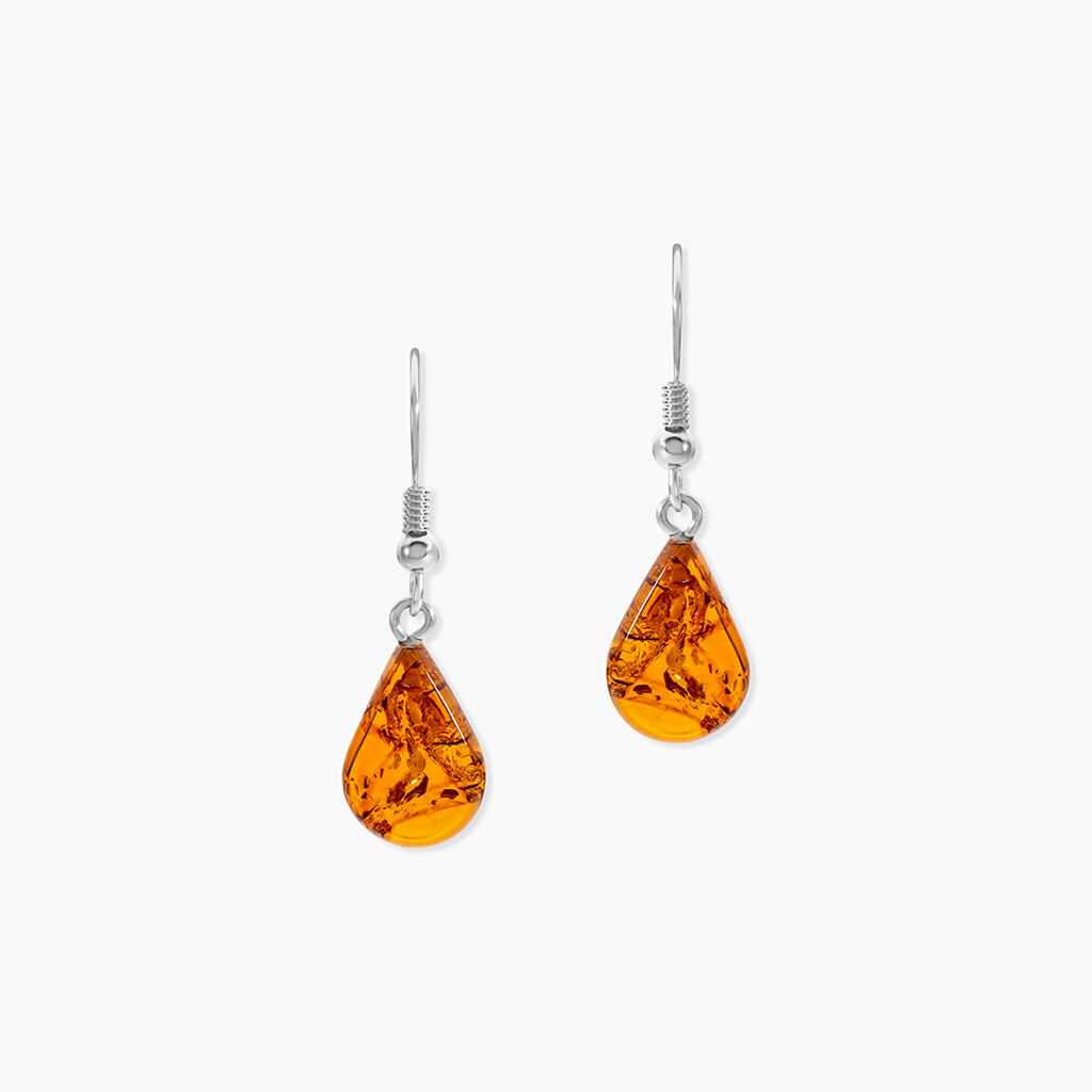 Boucles D'oreilles Pendantes Argent Blanc Mareme Ambre - Pendantes Femme | Marc Orian