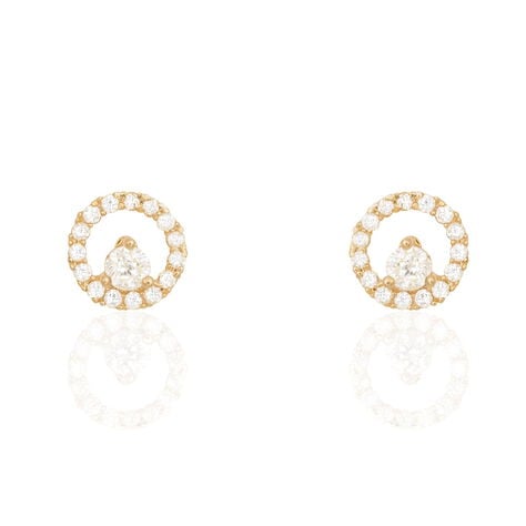 Boucles D'oreilles Puces Lila Plaqué Or Jaune Oxyde De Zirconium - Puces Femme | Marc Orian