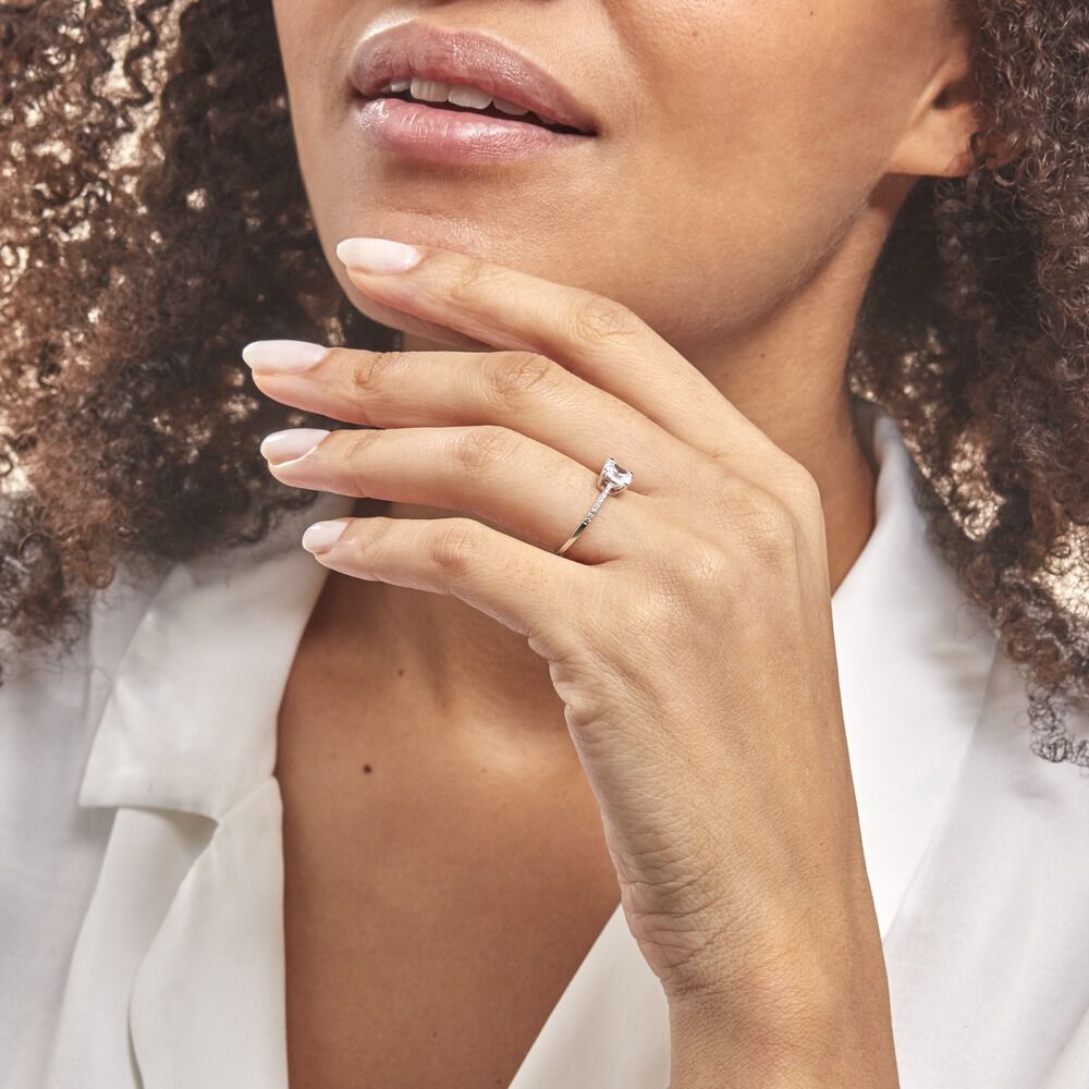 Bague Beline Or Blanc Oxyde De Zirconium - Solitaires Femme | Marc Orian