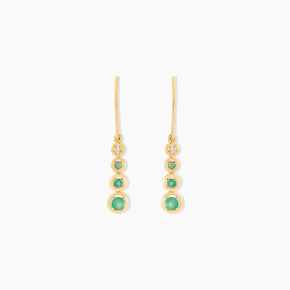 Boucles D'oreilles Pendantes Josephine Or Jaune Emeraude - Boucles d'oreilles mariage Femme | Marc Orian