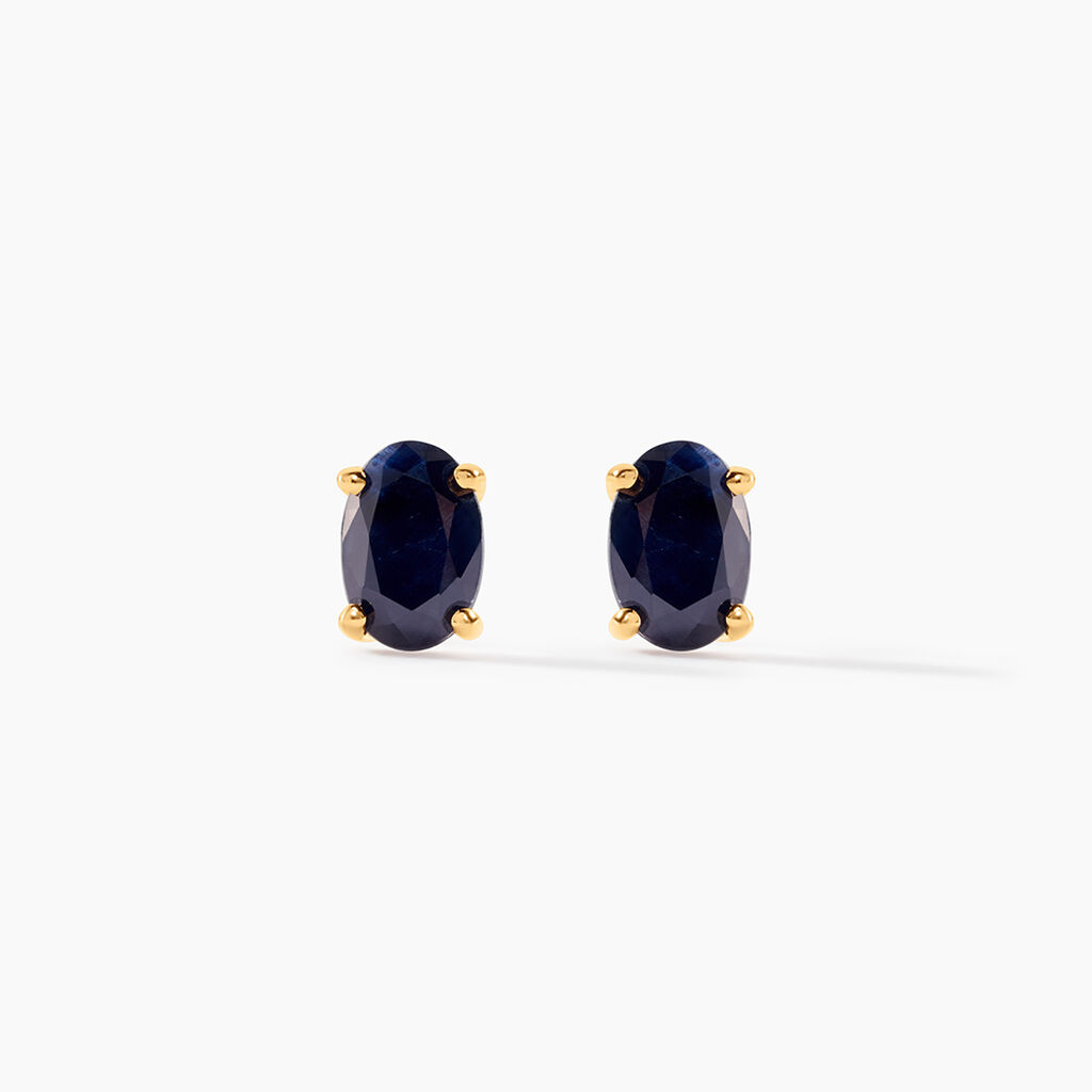 Boucles D'oreilles Puces Or Jaune Ovale Saphir - Boucles d'oreilles mariage Femme | Marc Orian