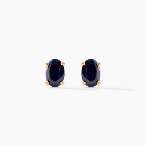 Boucles D'oreilles Puces Or Jaune Ovale Saphir - Boucles d'oreilles mariage Femme | Marc Orian
