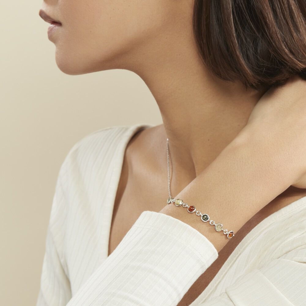 Bracelet Argent Blanc Rosalie Ambres - Bracelets Medailles Femme | Marc Orian
