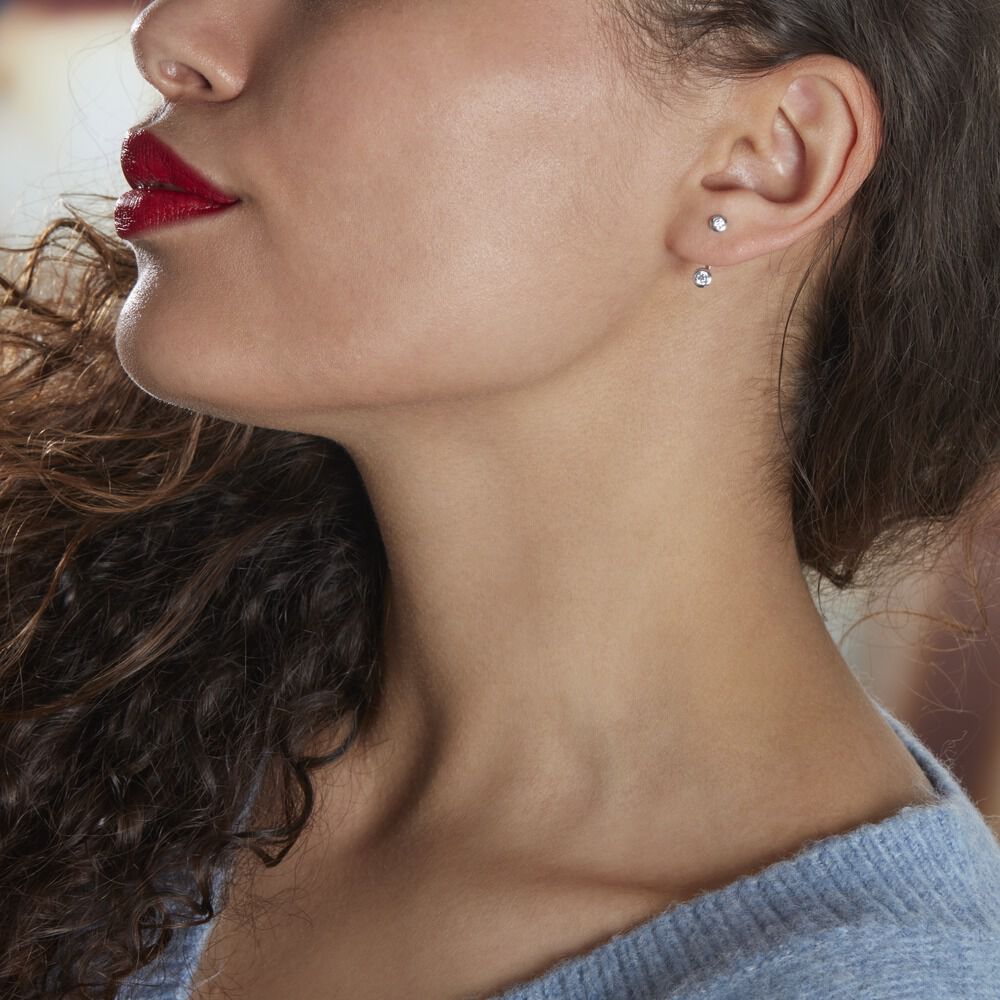 Bijoux D'oreilles Abha Argent Blanc Oxyde De Zirconium - Piercings d'oreilles Femme | Marc Orian