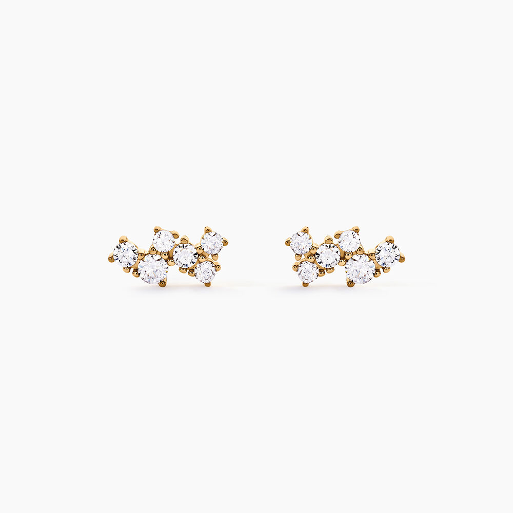 Boucles D'Oreilles Puces Doline Plaqu&eacute; Or Jaune Oxyde De Zirconium - Puces Femme | Marc Orian