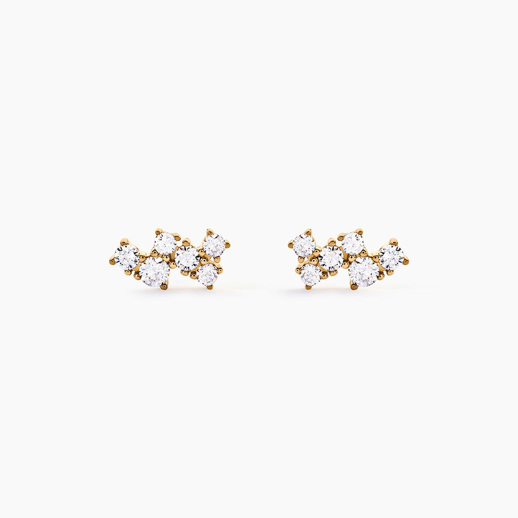 Boucles D'Oreilles Puces Doline Plaqu&eacute; Or Jaune Oxyde De Zirconium - Puces Femme | Marc Orian