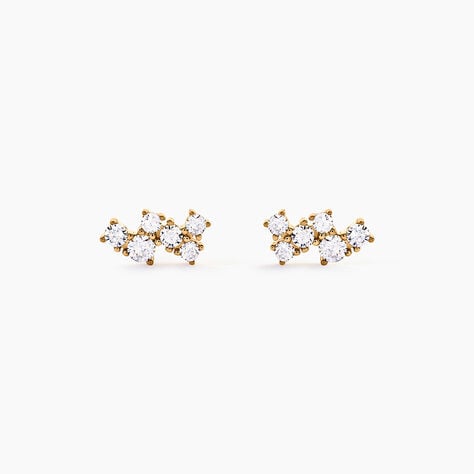 Boucles D'Oreilles Puces Doline Plaqu&eacute; Or Jaune Oxyde De Zirconium - Puces Femme | Marc Orian