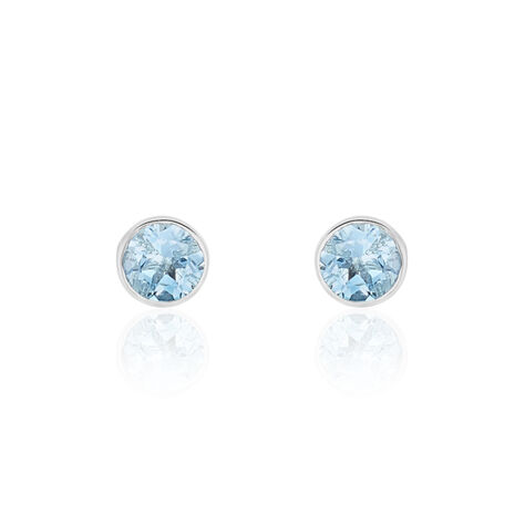Boucles D'oreilles Puces Edy Serti Clos Or Blanc Topaze - Clous d'oreilles Femme | Marc Orian