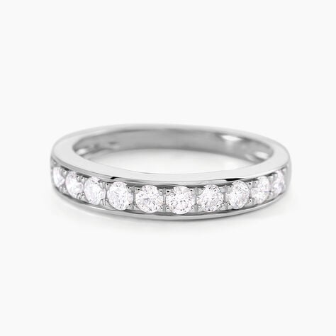 Demi-alliance Or Blanc  Valentine Diamant Synthetique - Alliances avec pierres Femme | Marc Orian