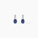 Boucles D'oreilles Puces Charmante Or Blanc Saphir Et Diamant - Boucles d'oreilles mariage Femme | Marc Orian