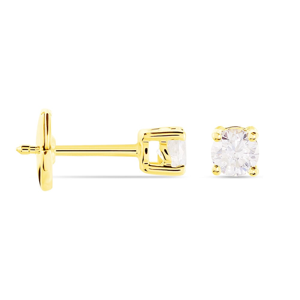 Boucles D'oreilles Puces Or Jaune Victoria Diamants - Puces Femme | Marc Orian