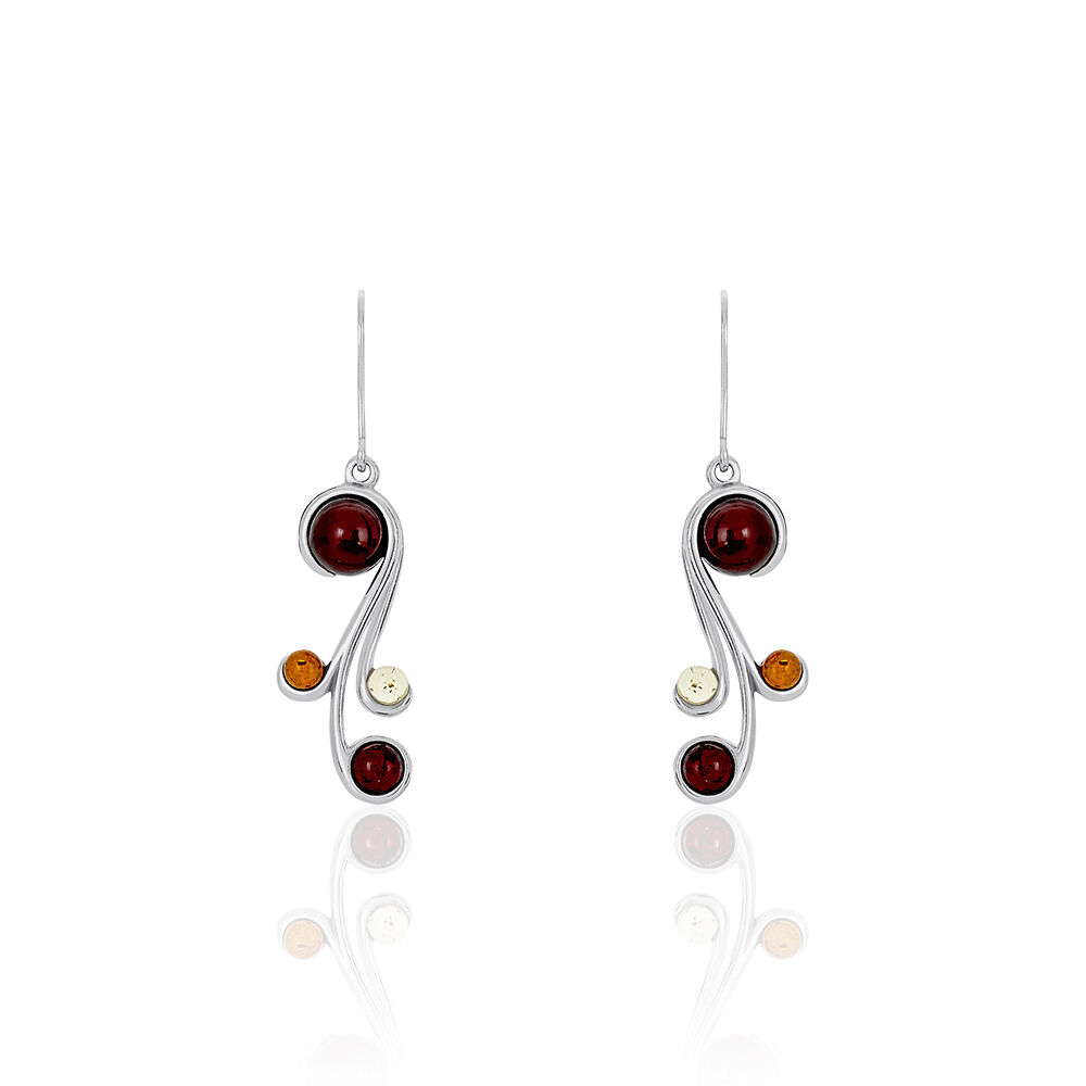 Boucles D'oreilles Pendantes Alexa Argent Blanc Ambre - Pendantes Femme | Marc Orian
