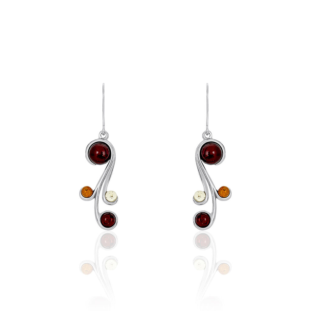 Boucles D'oreilles Pendantes Alexa Argent Blanc Ambre - Pendantes Femme | Marc Orian