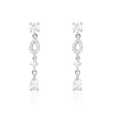 Boucles D'oreilles Pendantes Argent Blanc Benedito Oxydes De Zirconium - Boucles d'oreilles Pendantes Femme | Marc Orian