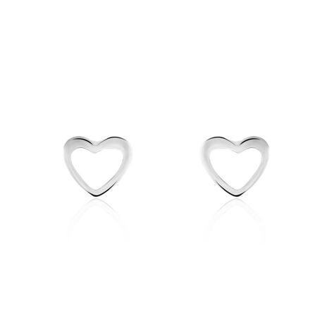 Boucles D'oreilles Puces Anne-maudae Coeurs Or Blanc - Puces Femme | Marc Orian
