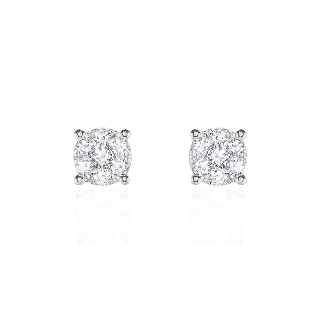Boucles D'oreilles Puces Charlene Or Blanc Diamant Synthetique - Puces Femme | Marc Orian