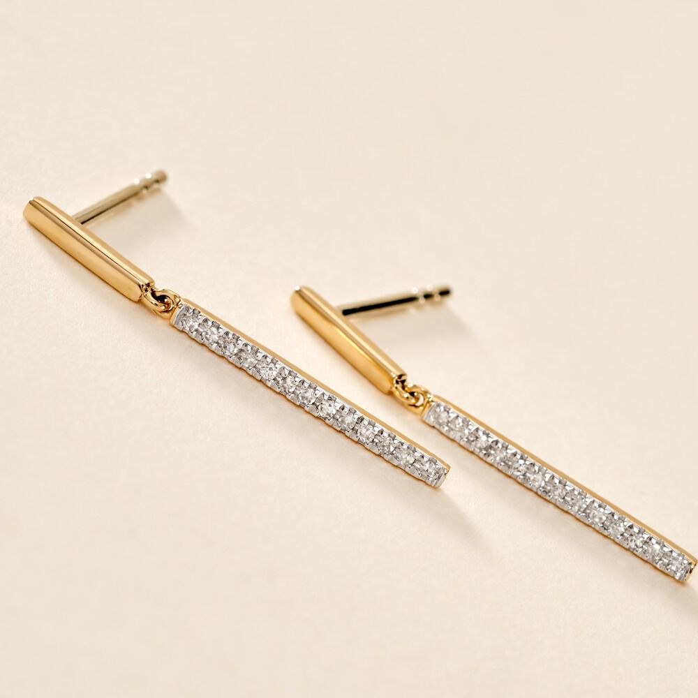 Boucles D'oreilles Pendantes Alayna Or Jaune Diamant - Pendantes Femme | Marc Orian