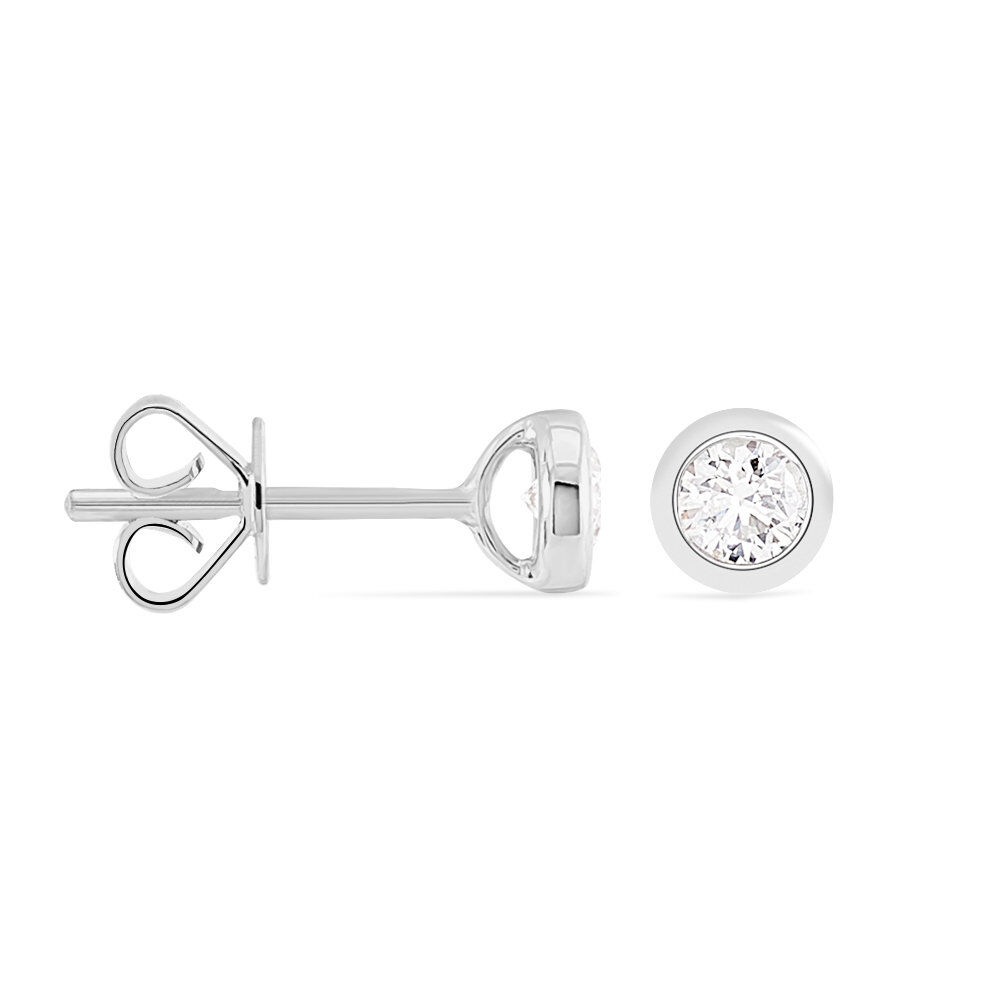 Boucles D'oreilles Puces Ofelia Or Blanc Diamant - Puces Femme | Marc Orian