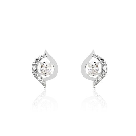 Boucles D'oreilles Puces Or Blanc Lydia Oxydes De Zirconium - Puces Femme | Marc Orian