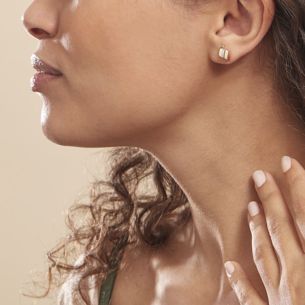 Boucles D'oreilles Puces Dolene Or Jaune Diamant - Boucles d'oreilles mariage Femme | Marc Orian