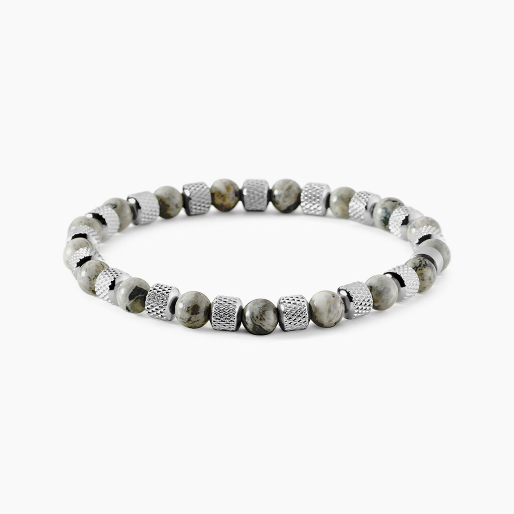 Bracelet Jourdan Acier Blanc Jaspe Africain - Bracelets cha&icirc;nes Homme | Marc Orian