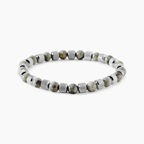 Bracelet Jourdan Acier Blanc Jaspe Africain - Bracelets cha&icirc;nes Homme | Marc Orian