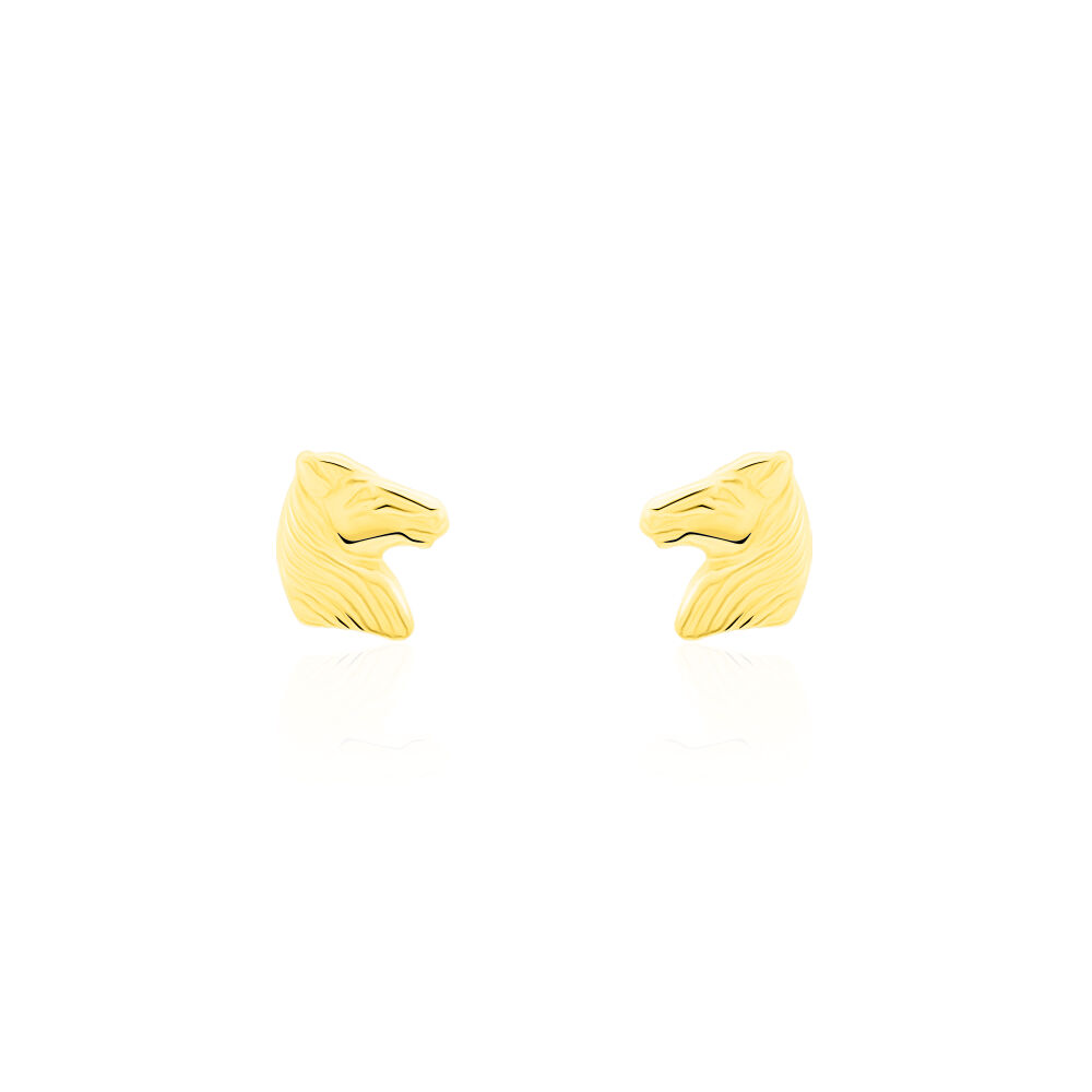 Boucles D'oreilles Puces Freyia Cheval Or Jaune - Puces Femme | Marc Orian