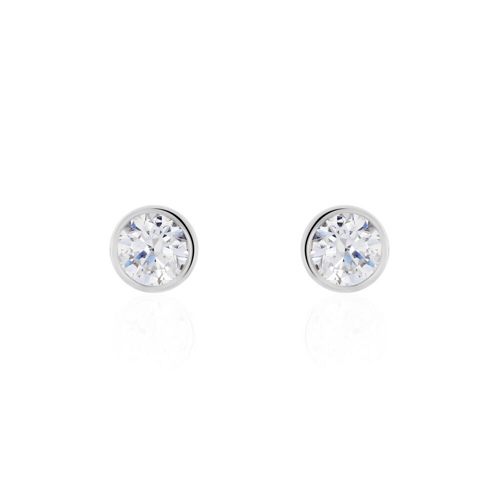 Boucles D'oreilles Pendantes Abha Argent Blanc Oxyde De Zirconium - Puces Femme | Marc Orian