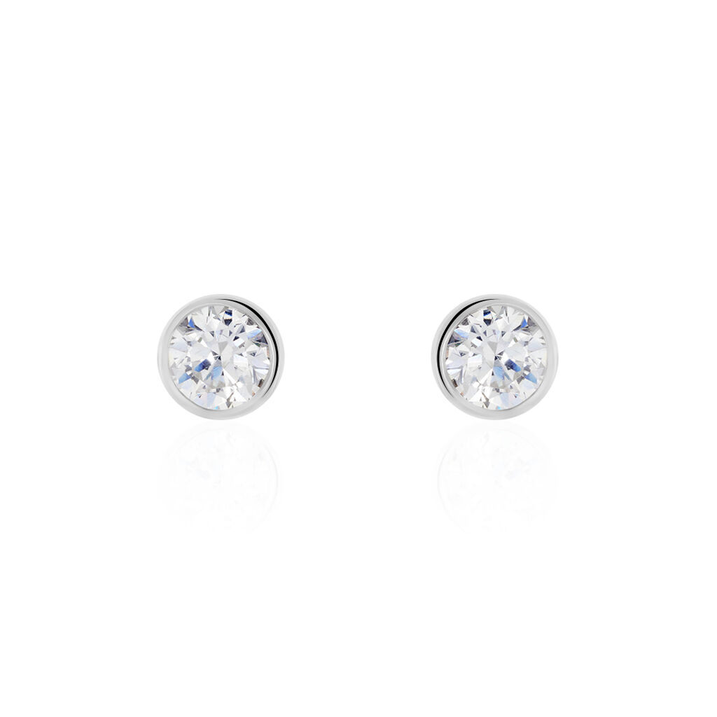 Boucles D'oreilles Pendantes Abha Argent Blanc Oxyde De Zirconium - Puces Femme | Marc Orian
