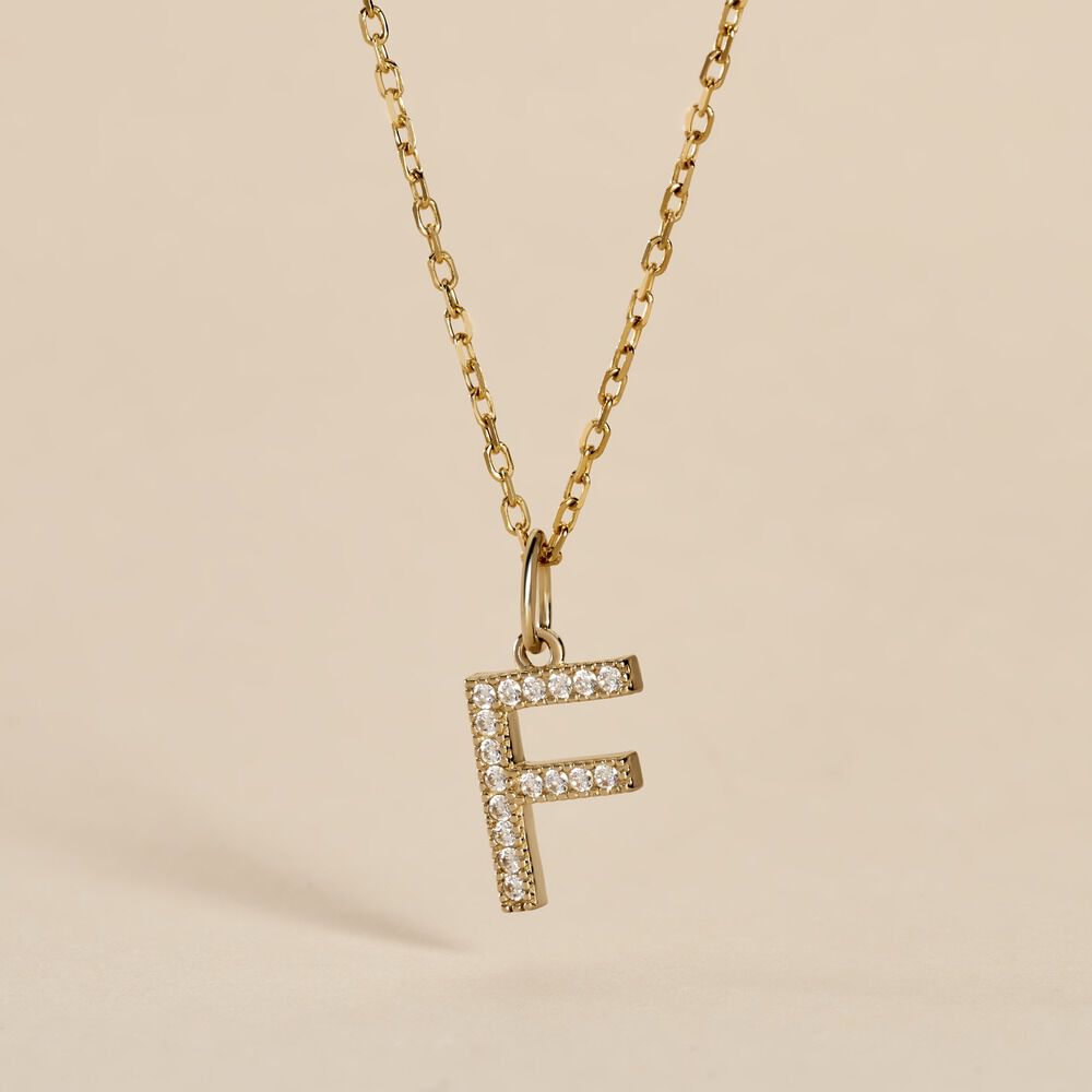 Pendentif Lettre F Or Jaune Oxyde - Pendentifs Famille | Marc Orian