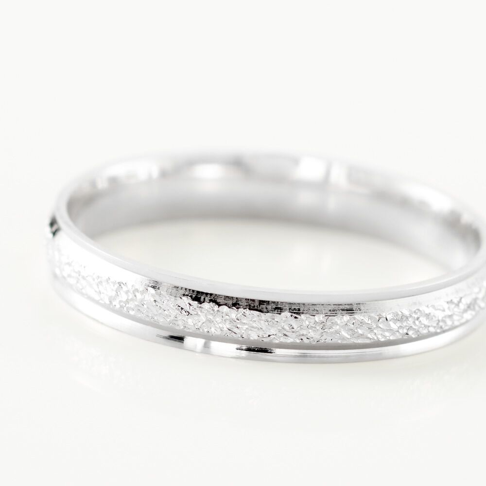 Alliance Caroline Sablee Ruban Plat Or Blanc - Alliances personnalis&eacute;es Unisex | Marc Orian