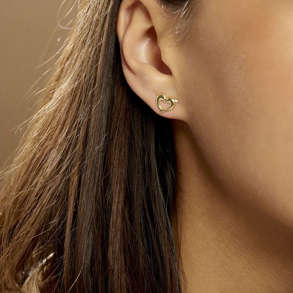 Boucles D'oreilles Puces Fulvie Double Dauphins Or Jaune - Puces Femme | Marc Orian